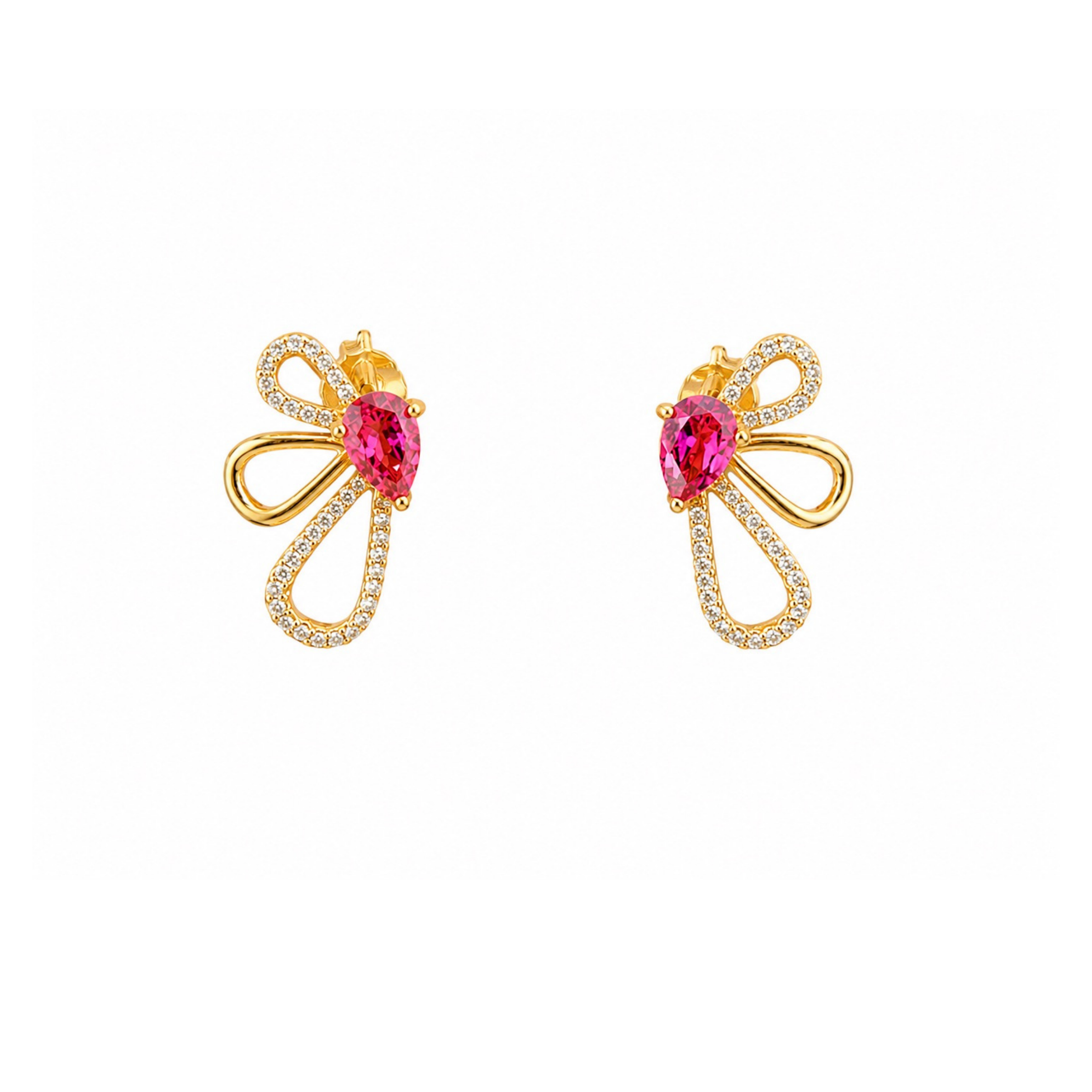Pink Sapphire & Diamond Earrings