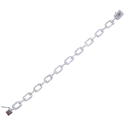 Hand-assembled bracelet in grey gold with diamonds.