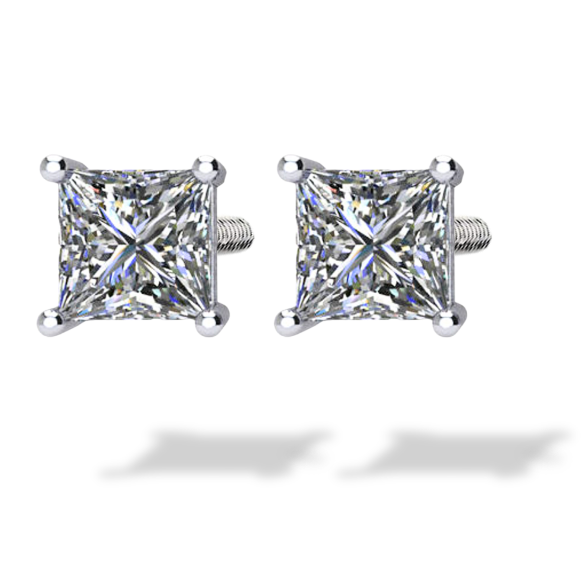 4ct Princess Diamond Studs