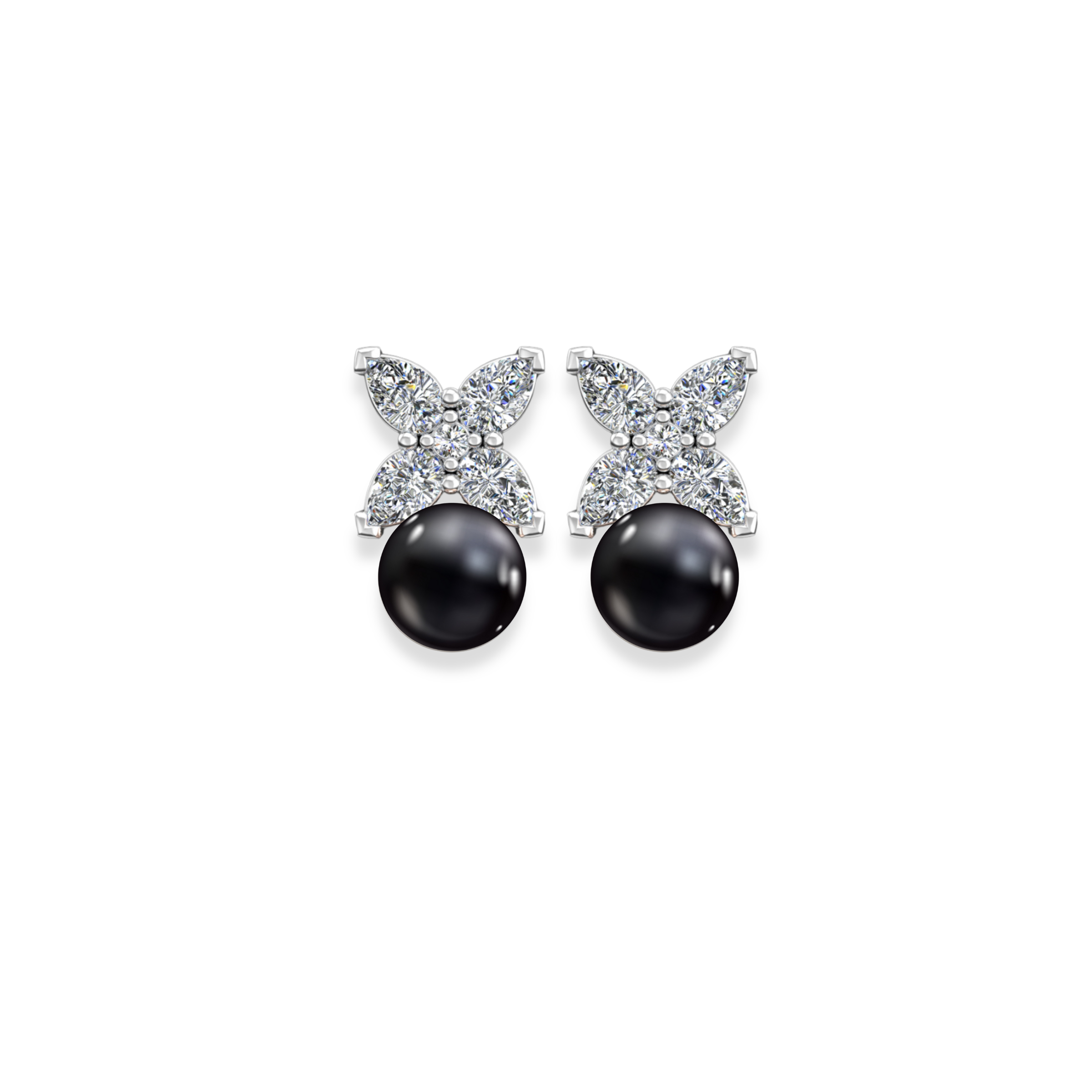 Black Peal & Diamond Earring