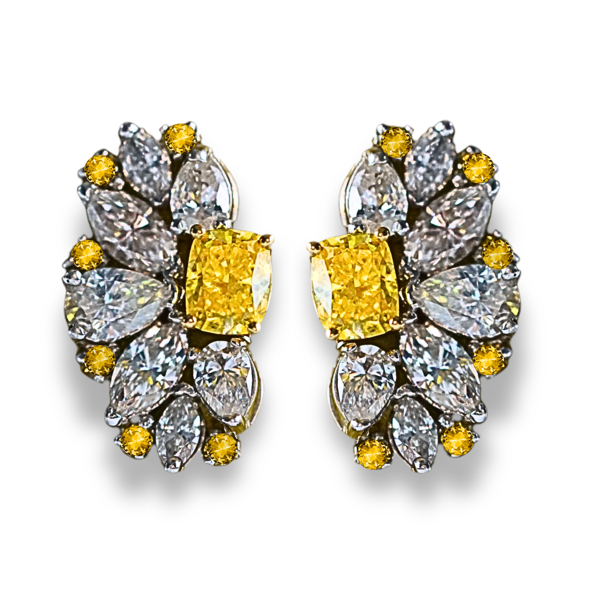 White & Yellow Diamond Earrings