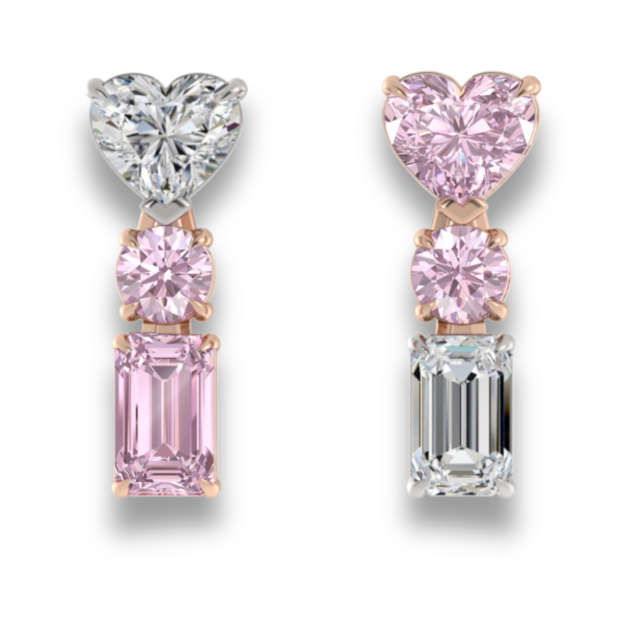 Pink & White Diamond Earrings