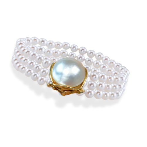 Triple Row Pearl Bracelet