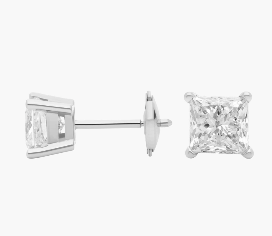 4ct Princess Diamond Studs
