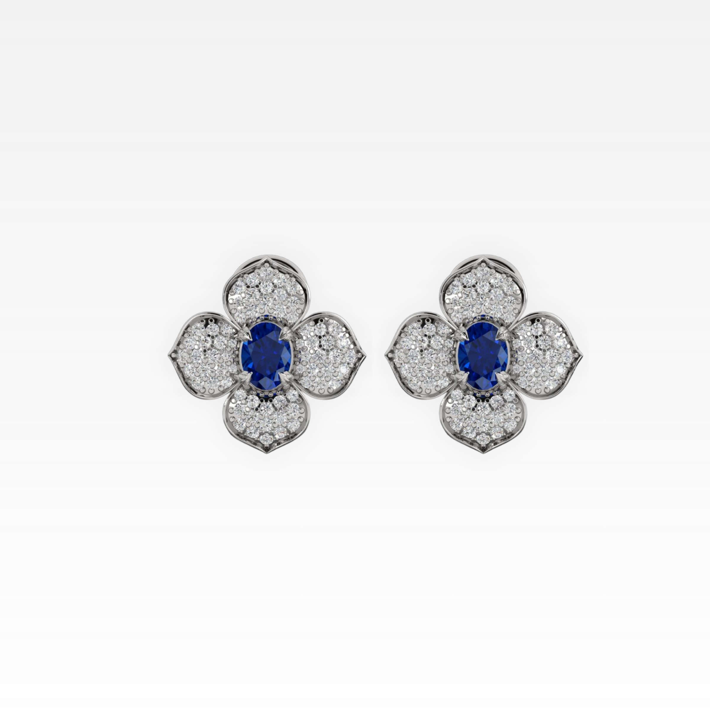 Flower Diamond & Sapphire Earrings
