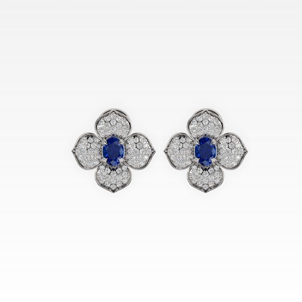 Flower Diamond & Sapphire Earrings