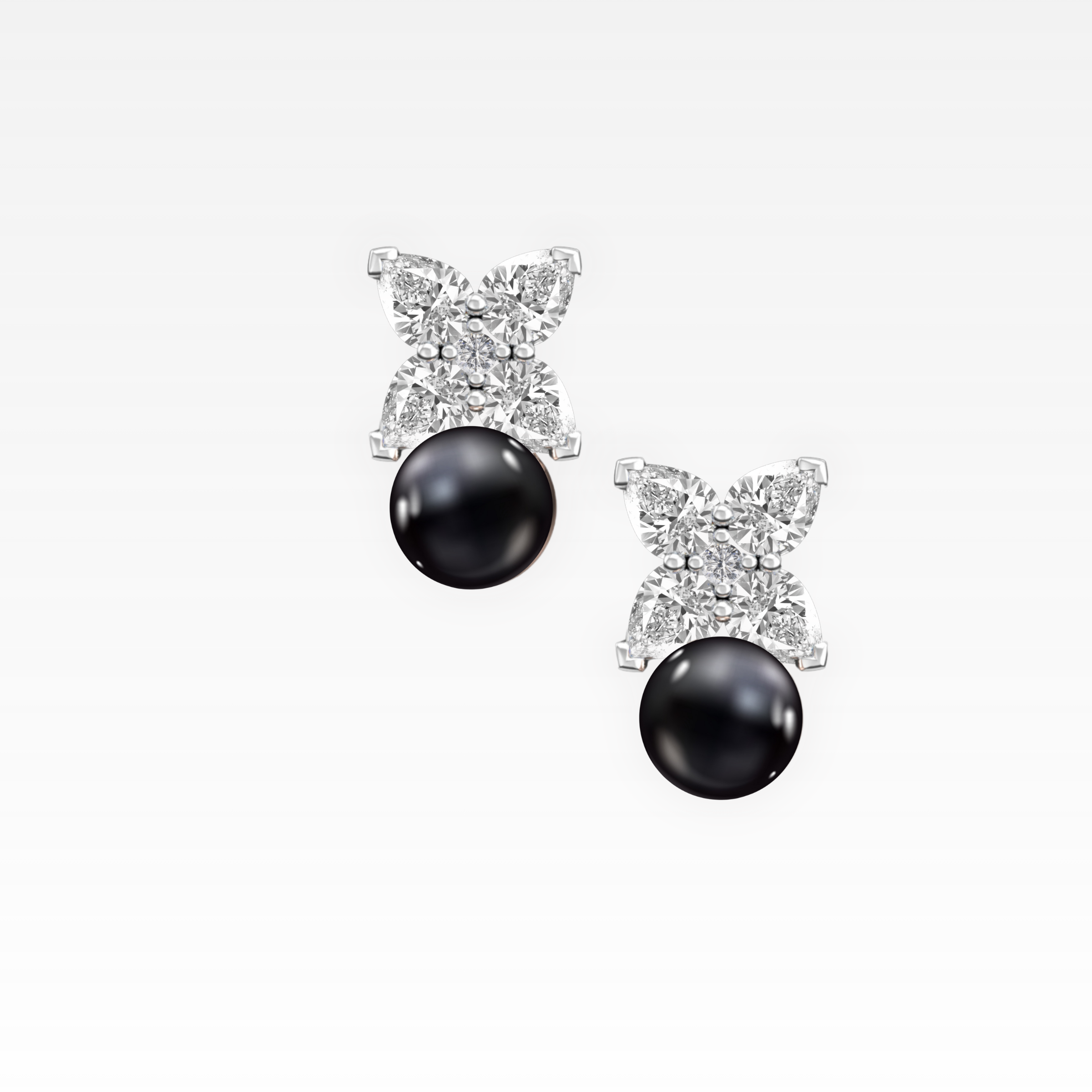 Black Peal & Diamond Earring