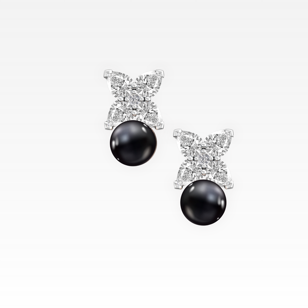 Black Peal & Diamond Earring