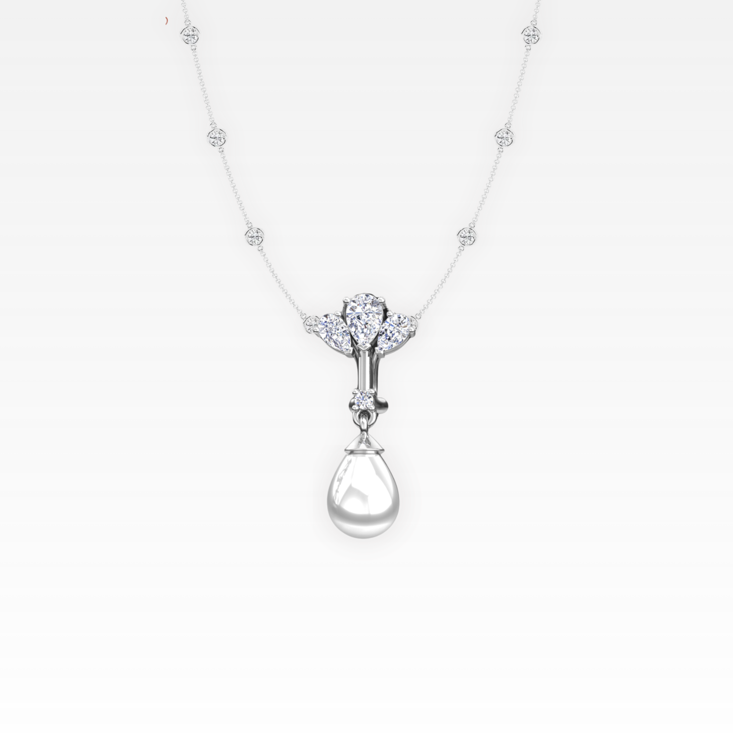 Floral Diamond & Pearl Necklace