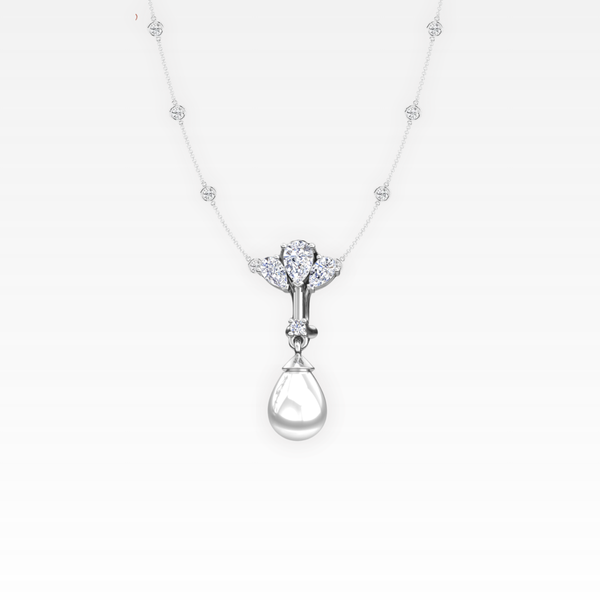 Floral Diamond & Pearl Necklace