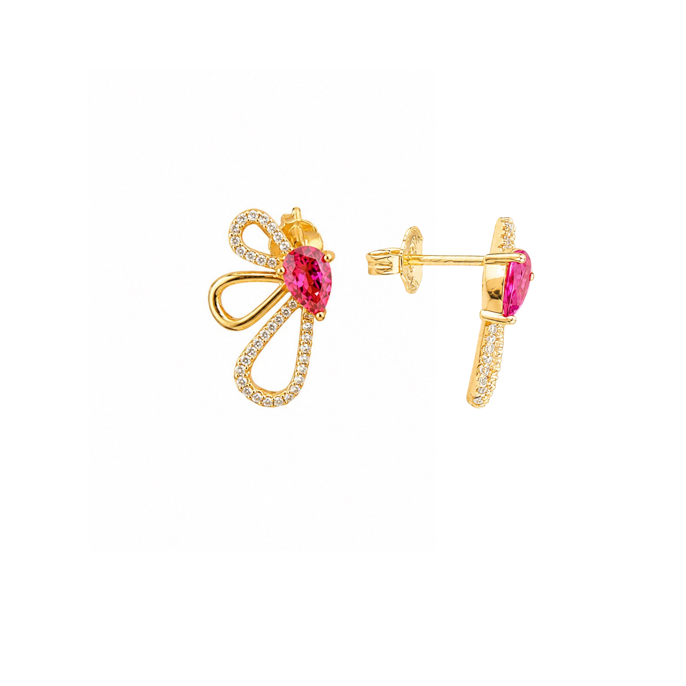 Pink Sapphire & Diamond Earrings
