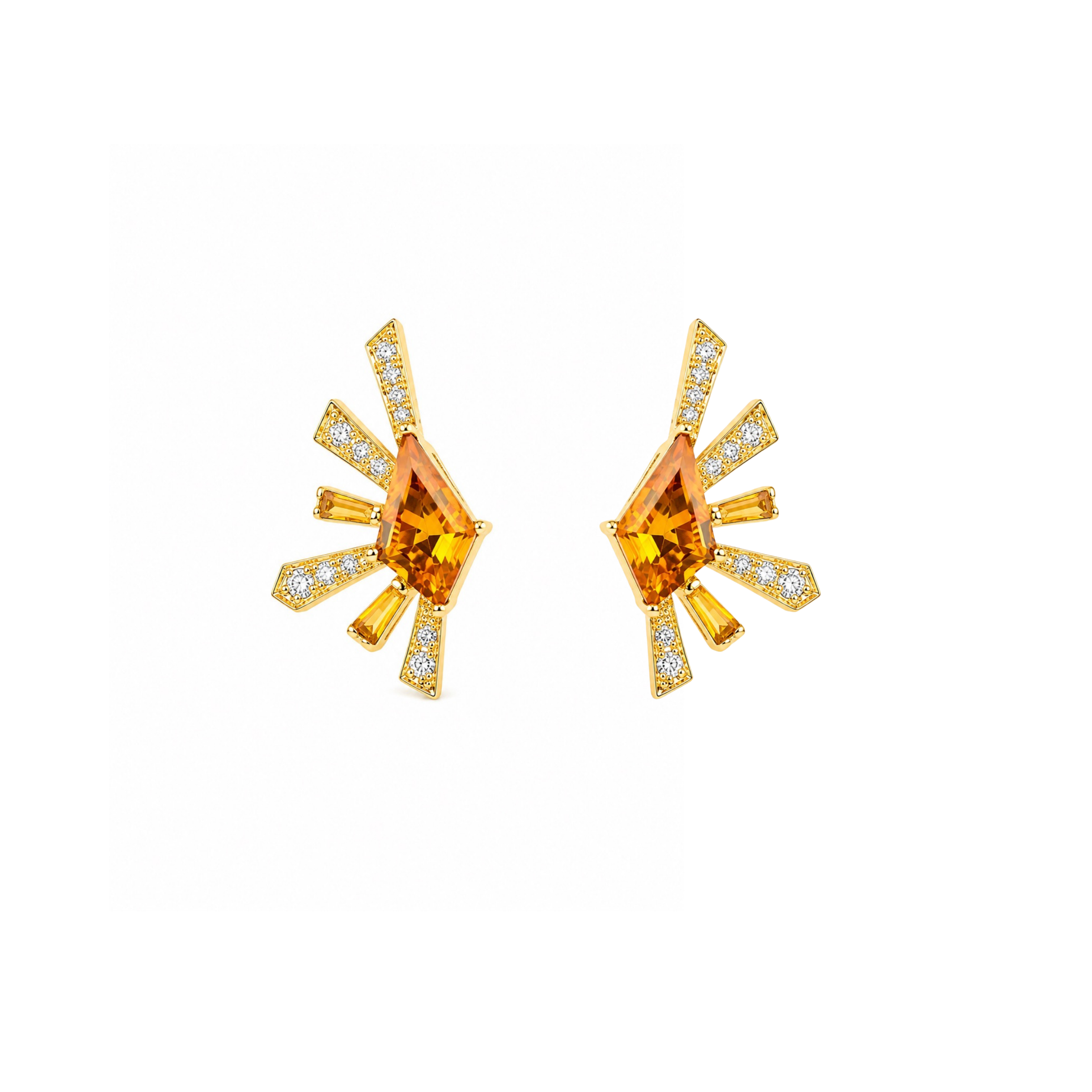 Citrin & Diamond Earrings