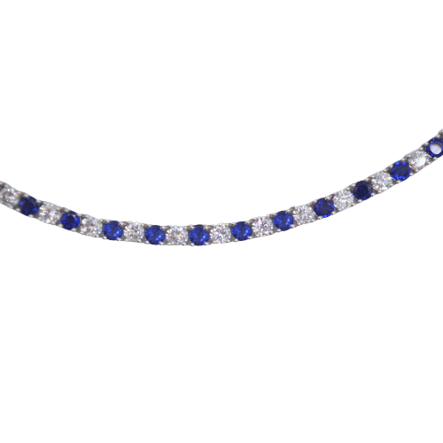 Tri-color gold necklace featuring natural pear-shaped sapphires.