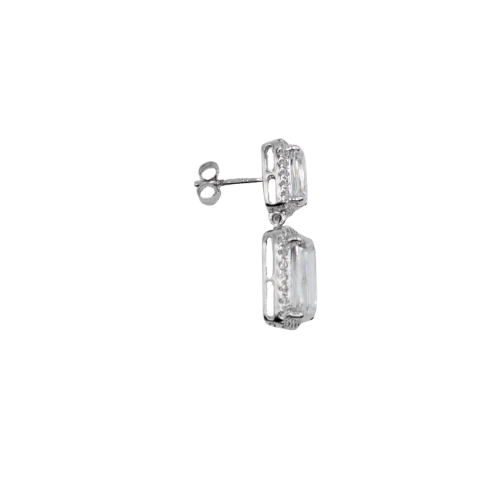 Criss cut diamond earrings in white gold setting.