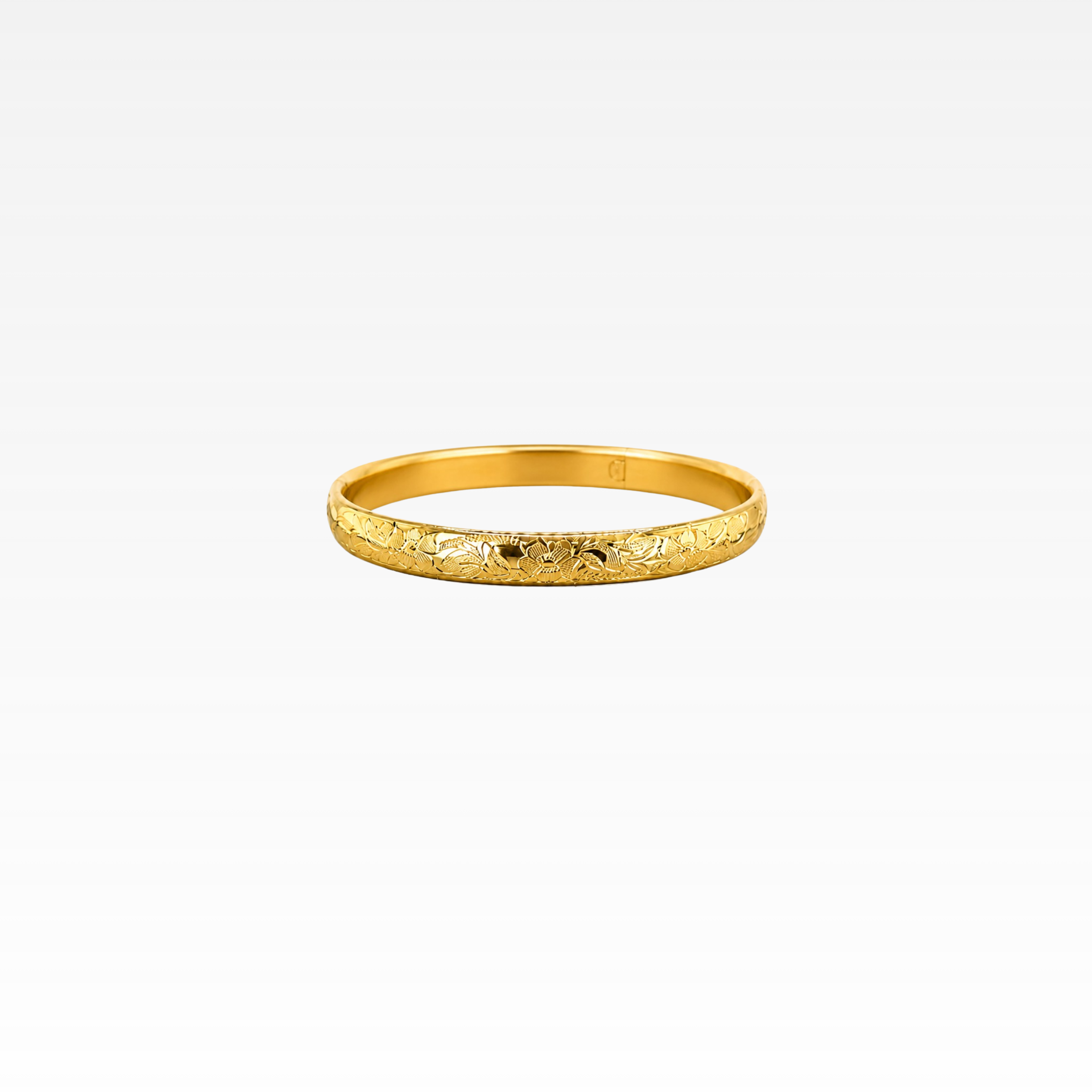 Floaral Engraved Gold Bangle