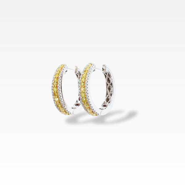 White & Yellow Diamond Hoops