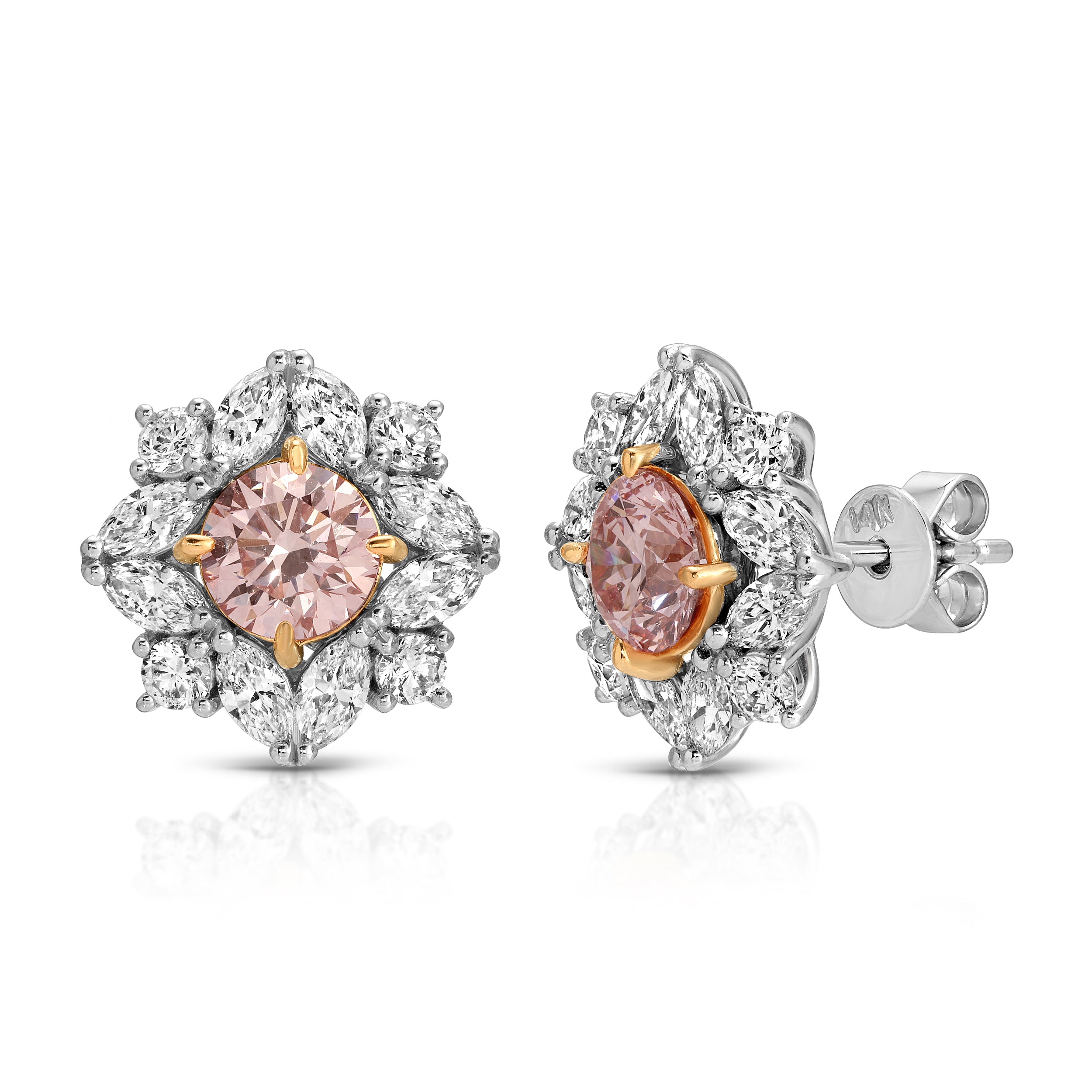 Pink & White Diamond Earrings