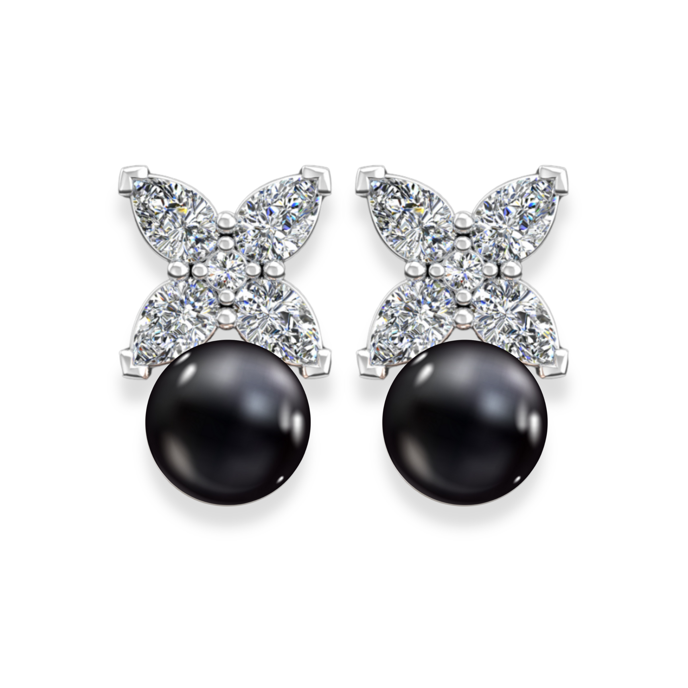 Black Peal & Diamond Earring