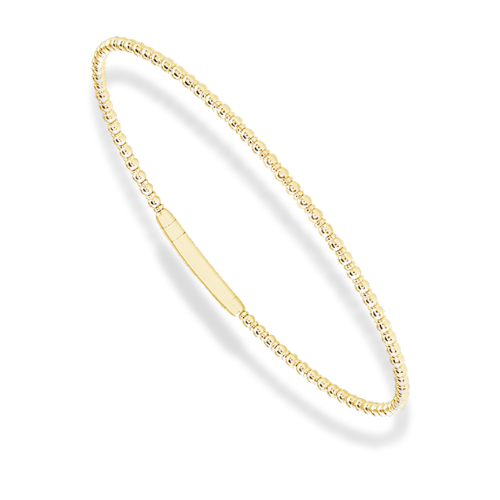 A beaded tennis bracelet in 14k white gold.