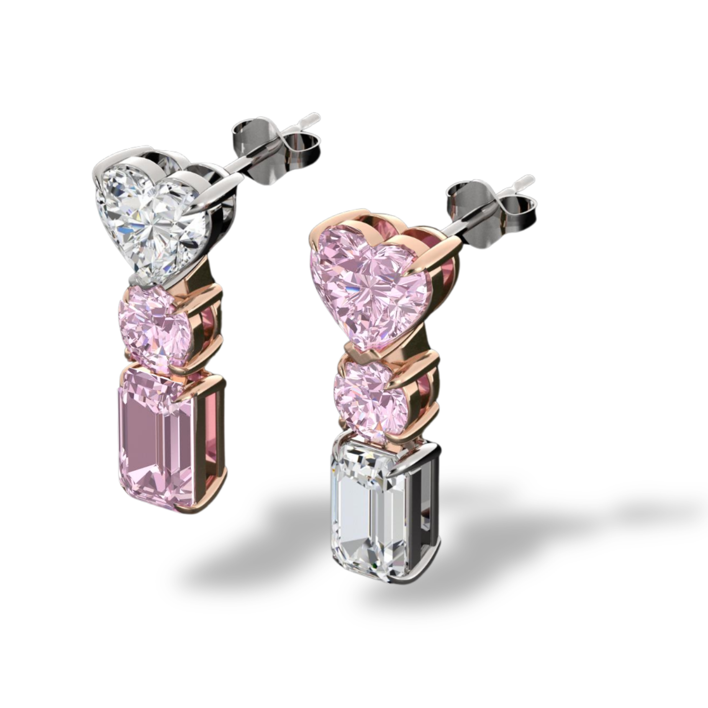 Pink & White Diamond Earrings