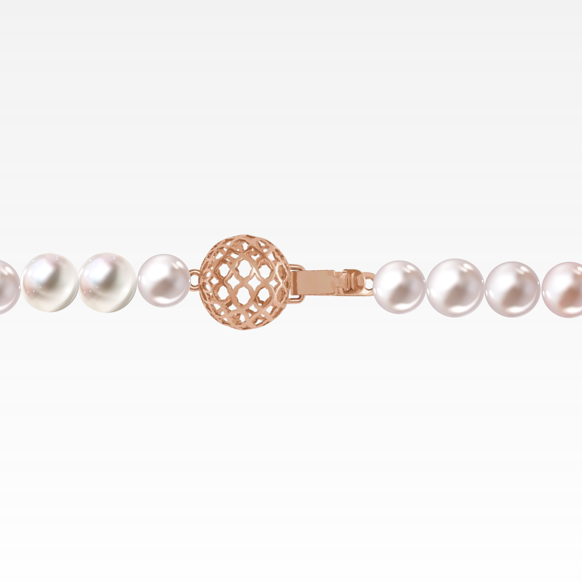 Cream pearl bracelet with a rose-gold finish.