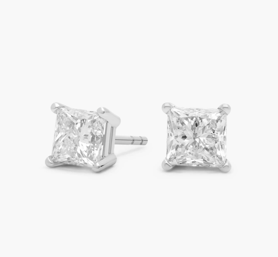 4ct Princess Diamond Studs