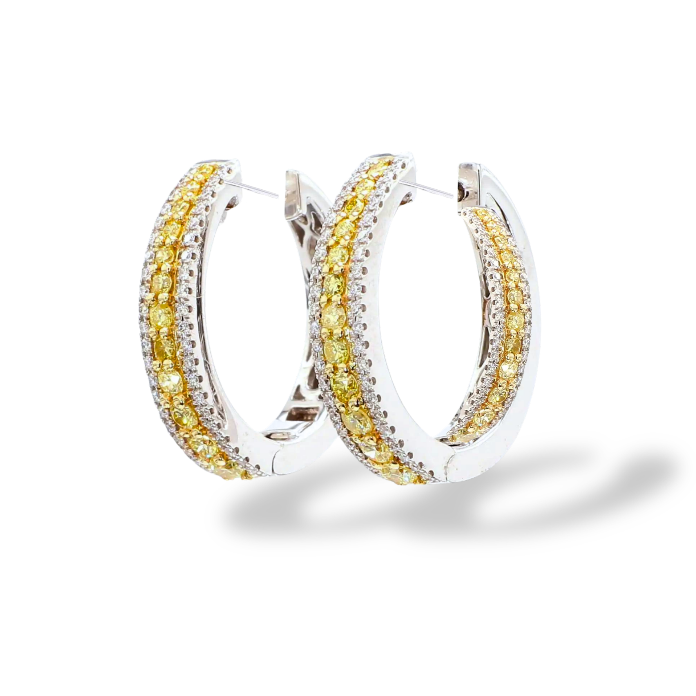 White & Yellow Diamond Hoops