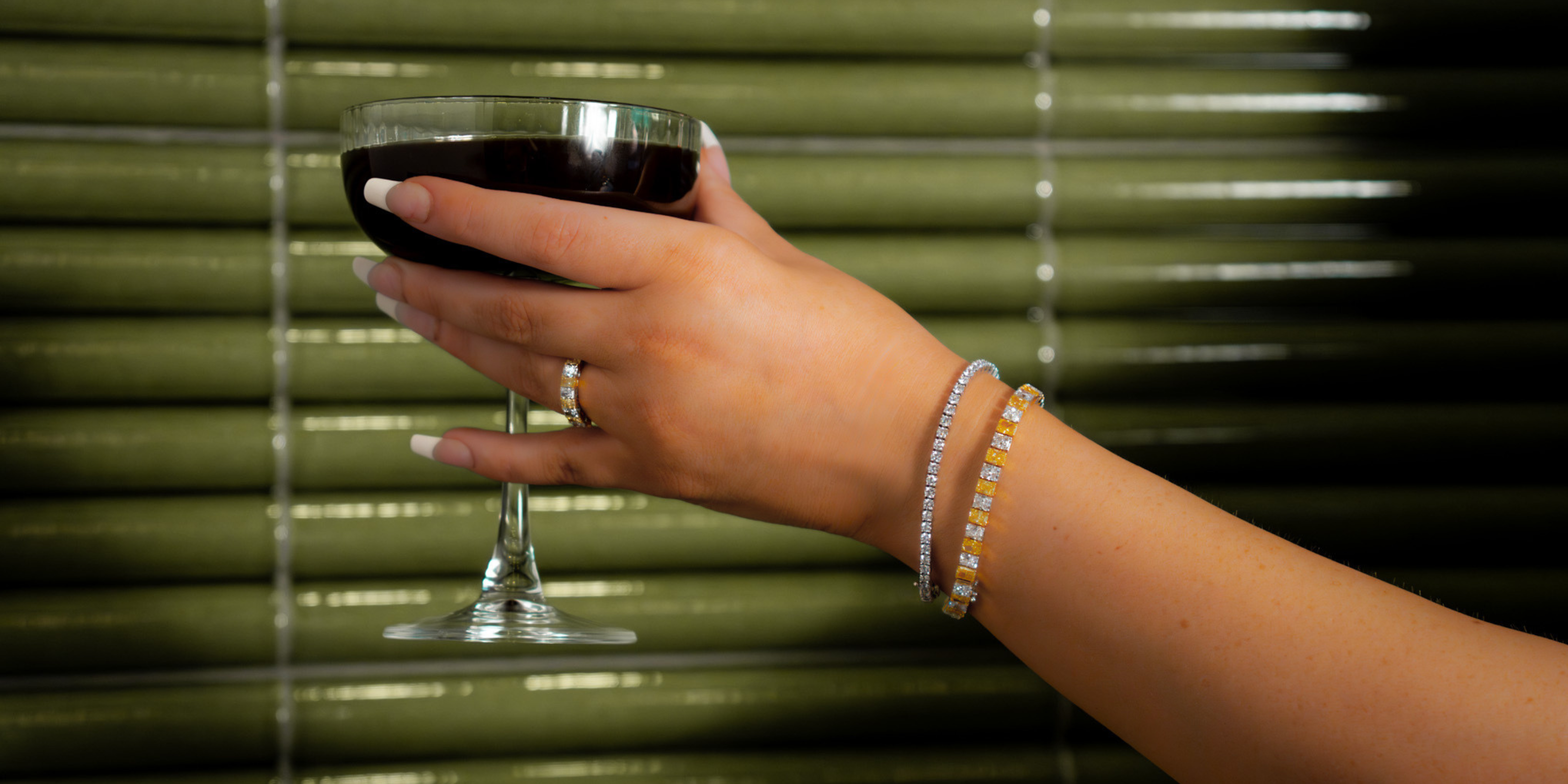 Model wearing Borrow Luxury jewelry