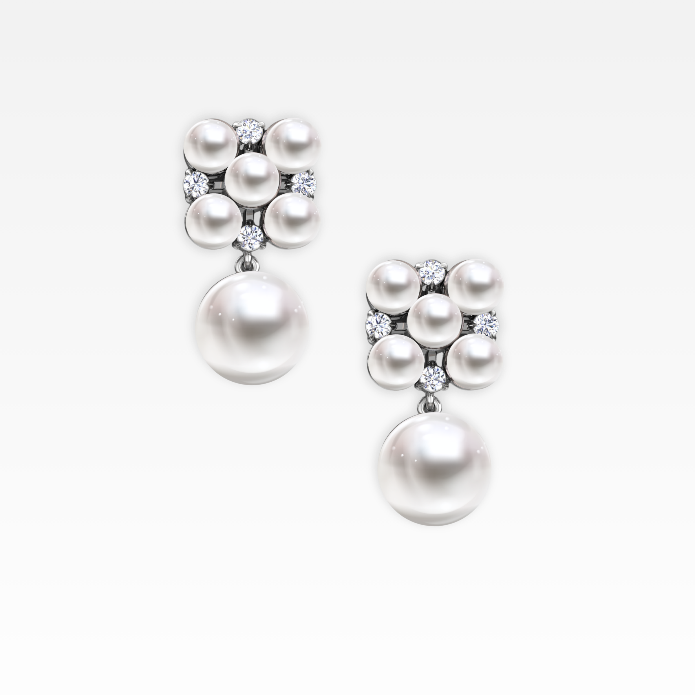 Diamond & Pearl Cluster Dangle Earring