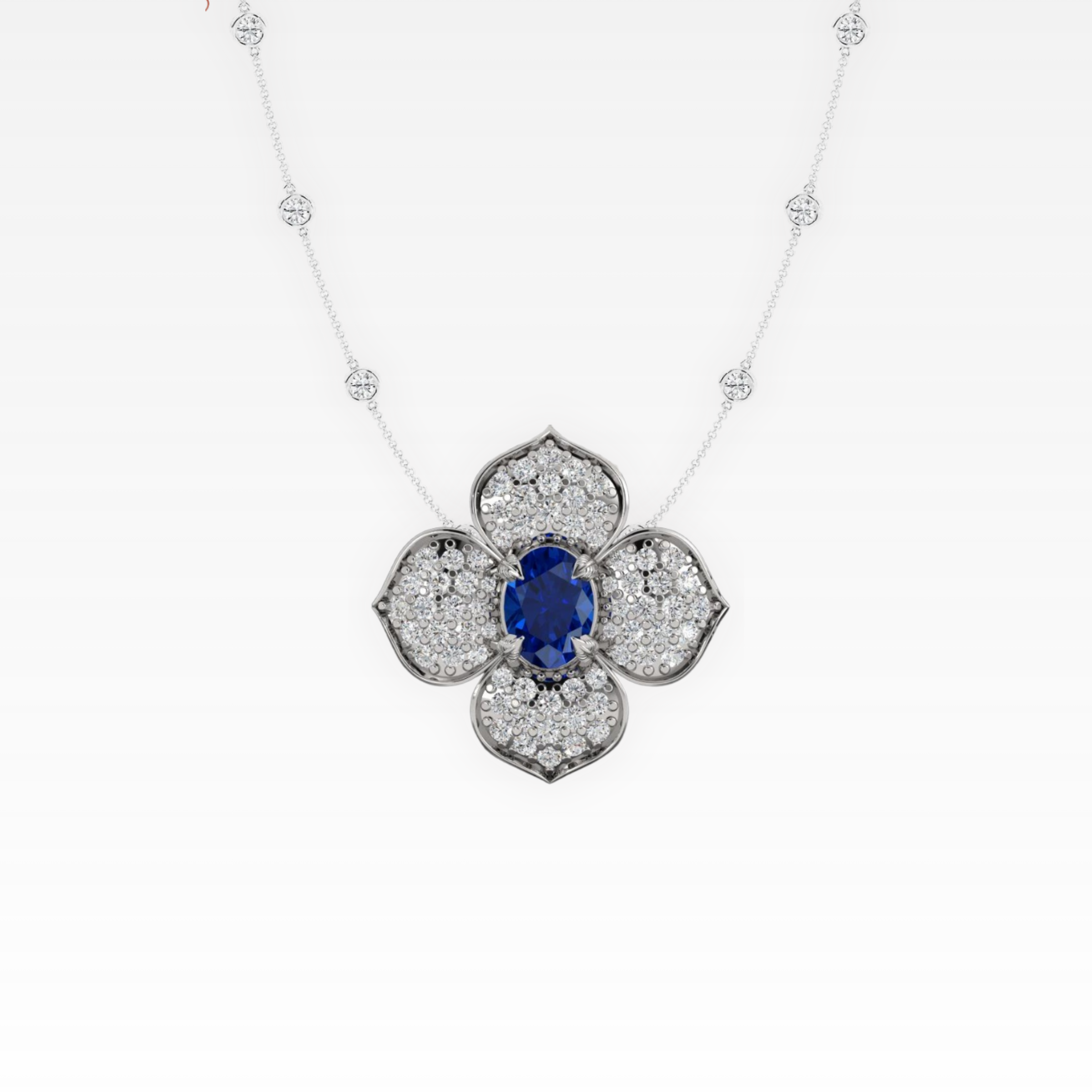 Flower Diamond & Sapphire Pendant