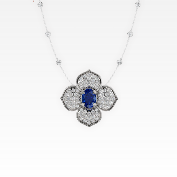 Flower Diamond & Sapphire Pendant